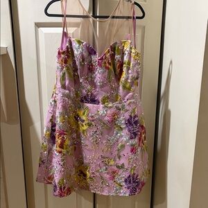 Dress the Population Pink Floral Sequin Mini Dress